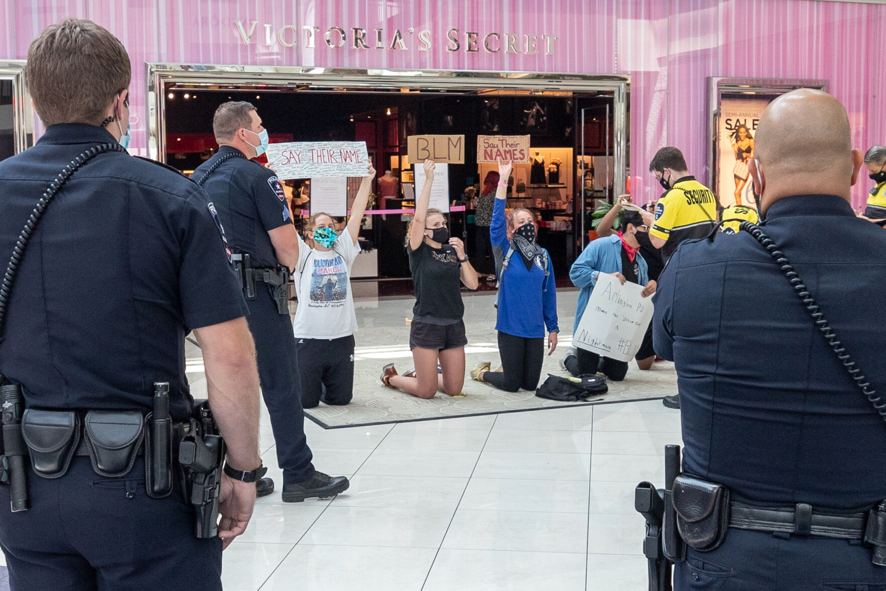 Photos: Protesters kneel for Black Lives Matter movement inside The Parks Mall at Arlington